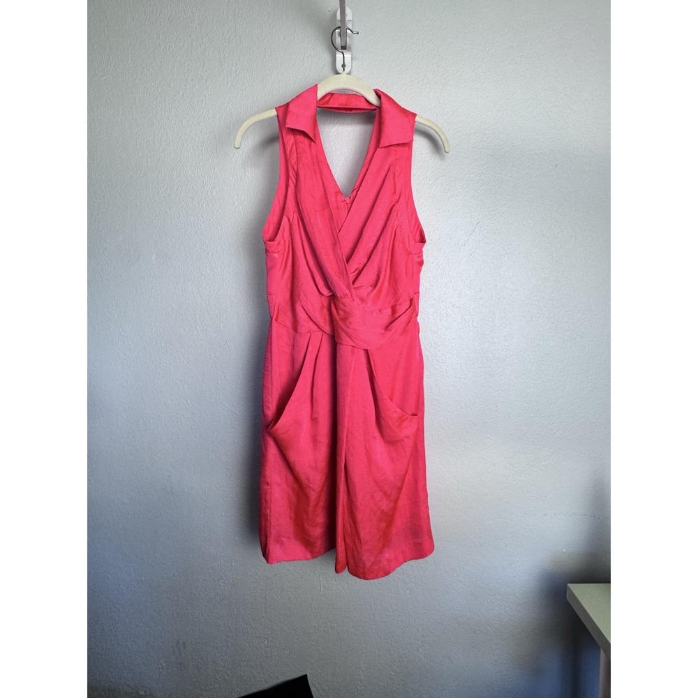 Yoana Baraschi Fuchsia Pink Sleeveless Dress 10 Collared Fit & Flair Cocktail